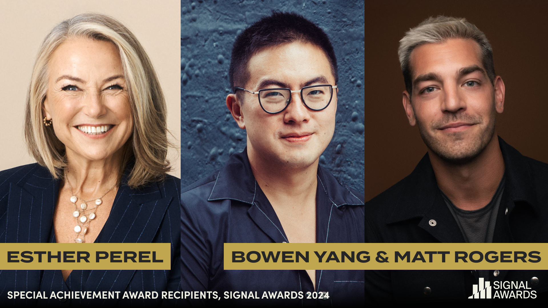 Signal Awards Announce Esther Perel, Matt Rogers &amp; Bowen Yang As Inaugural Recipients of Special Achievement Award